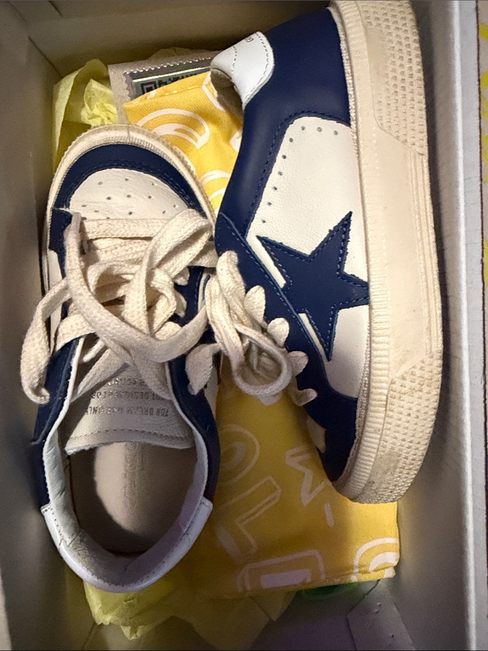 Golden Goose Kids Low-Top Sneakers in Navy and Cream